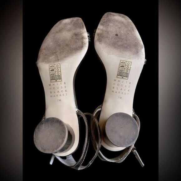 White House Black market Fabulous, strappy BRONZE leather sandal EUC 7M - Picture 9 of 13
